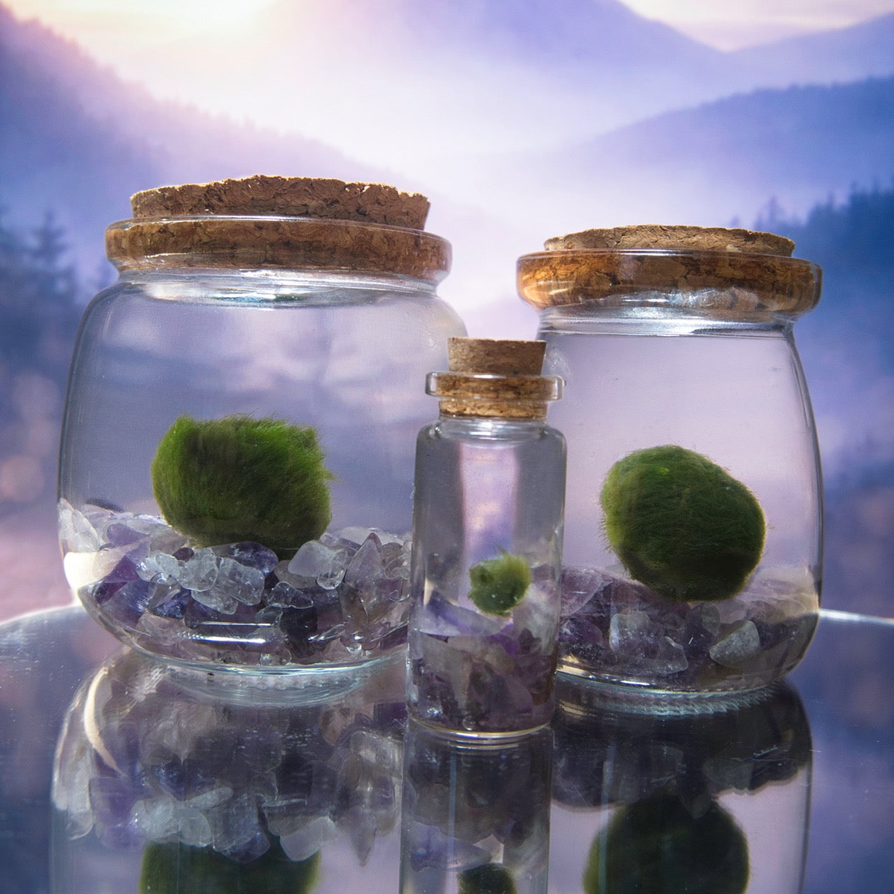 Amethyst Dream Moonling – Moss Ball Pet for Calm and Clarity