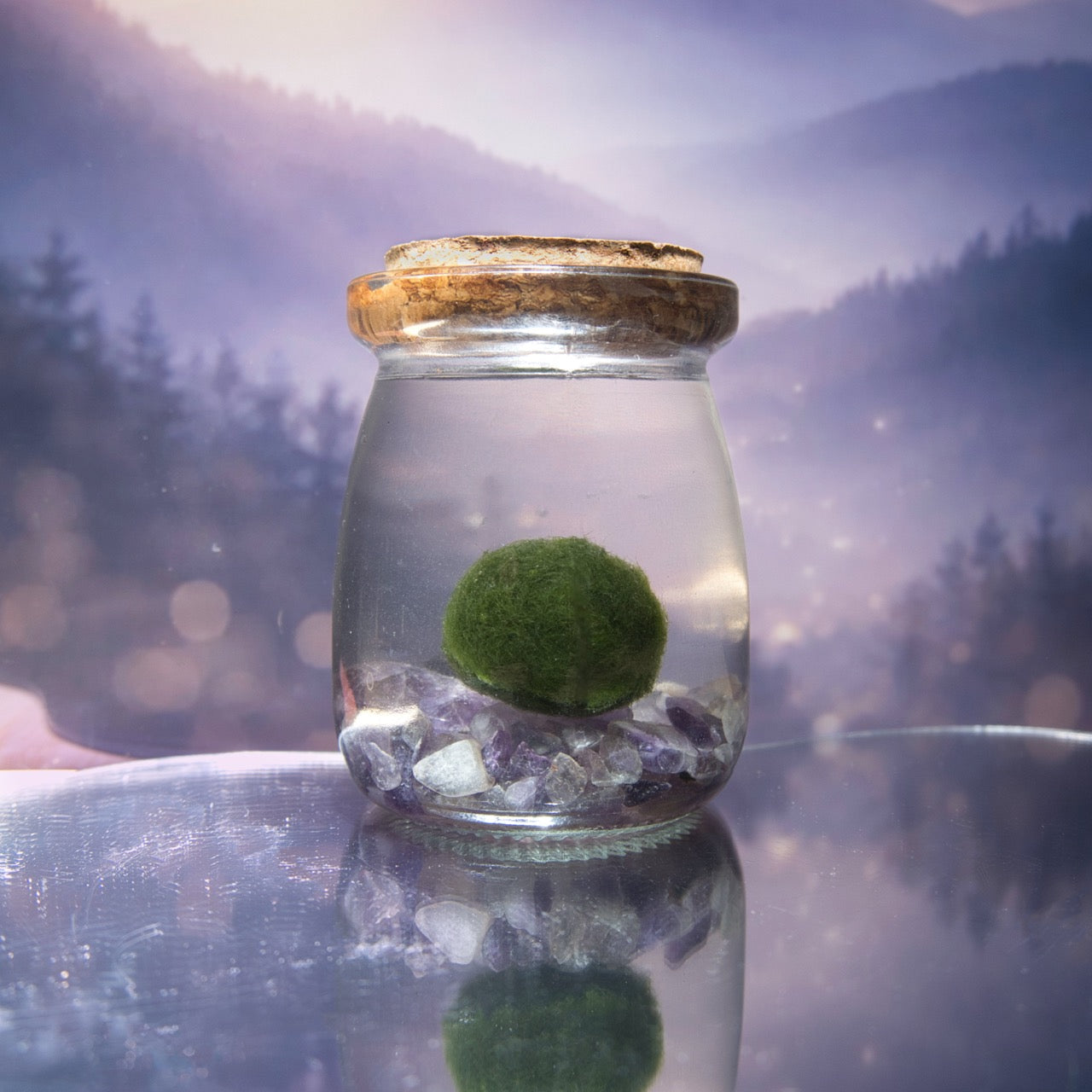 Amethyst Dream Moonling – Moss Ball Pet for Calm and Clarity