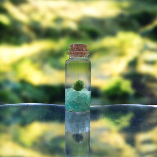 Green Aventurine Baby Moonling — Mini Moss Ball Pet | Growth & Luck