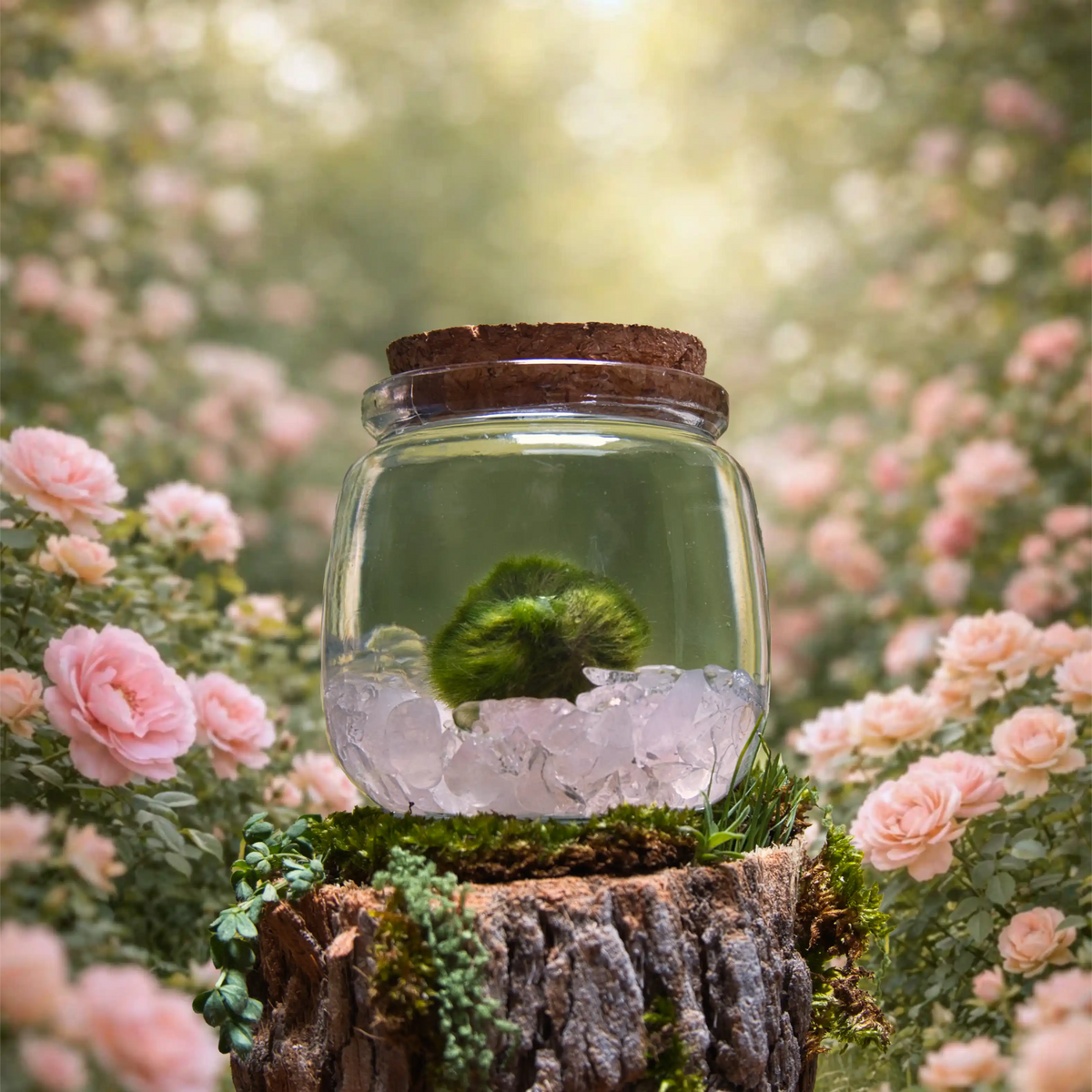 Rose Quartz Heart Moonling – Moss Ball Pet for Love and Harmony