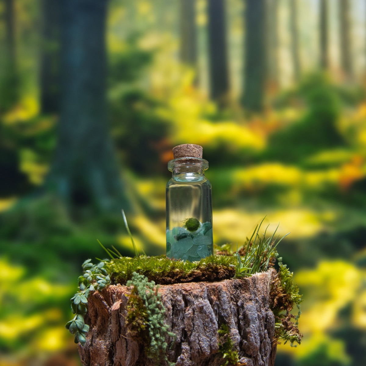 Green Aventurine Baby Moonling — Mini Moss Ball Pet | Growth & Luck