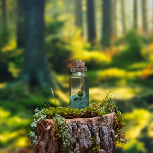 Green Aventurine Baby Moonling — Mini Moss Ball Pet | Growth & Luck